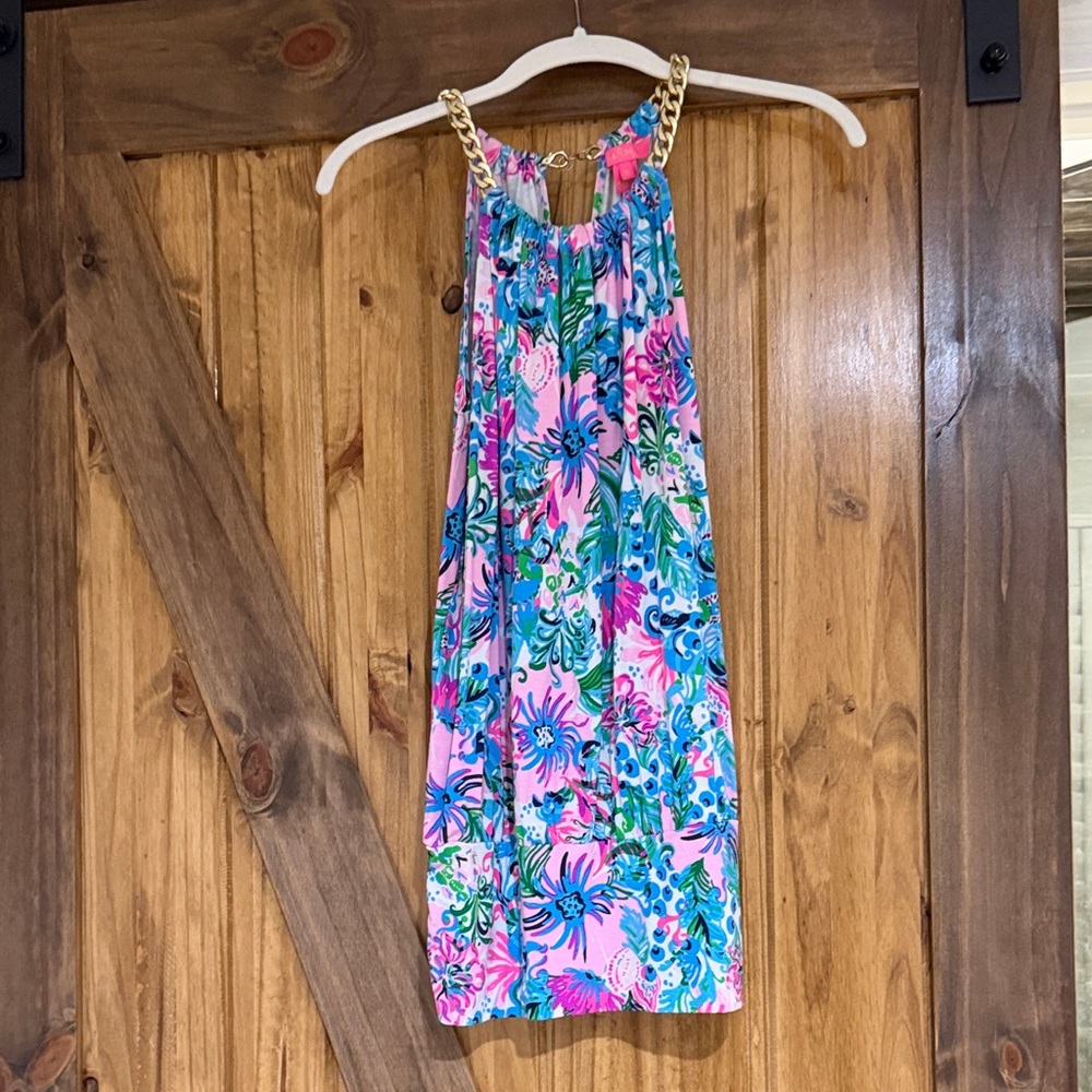 Lilly Pulitzer Bowen Halter Top “Mandevilla Baby Paradise” w accent chain straps